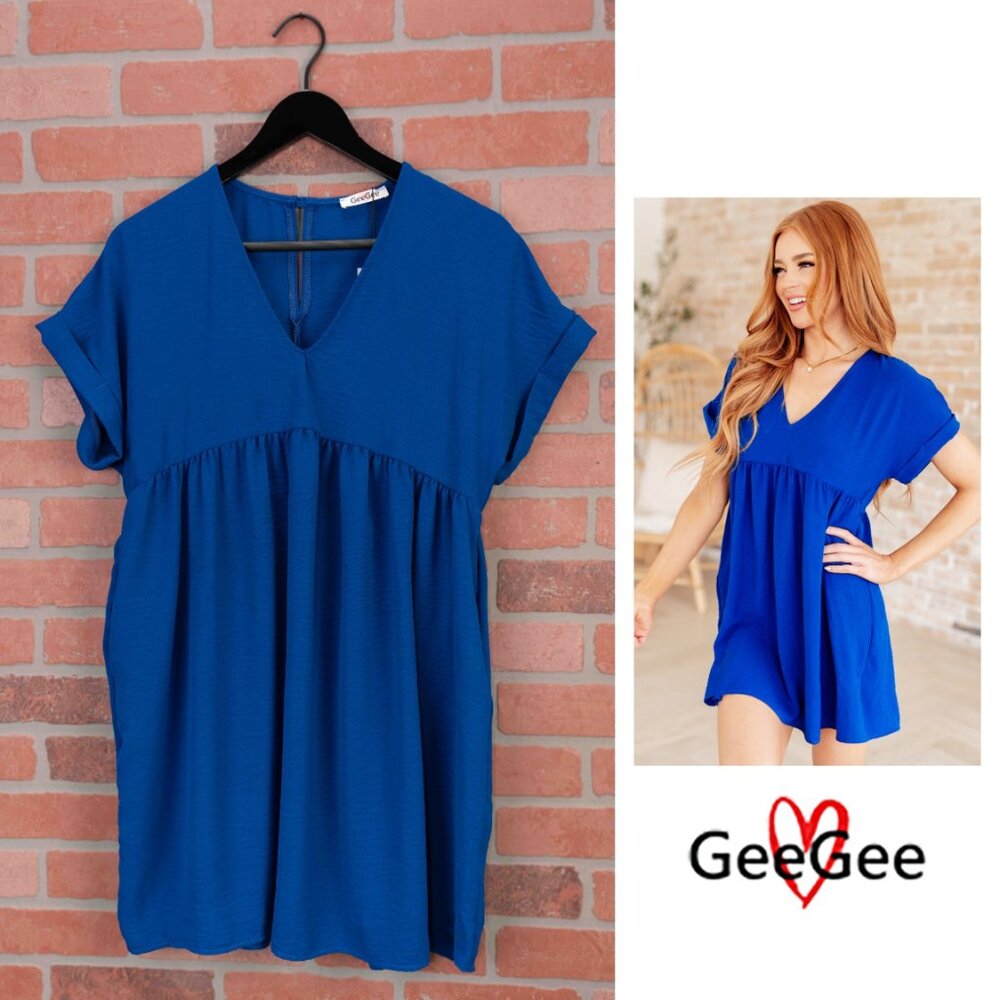 π Cobalt Blue Babydoll Dress - Size Small - Picture 3 of 10